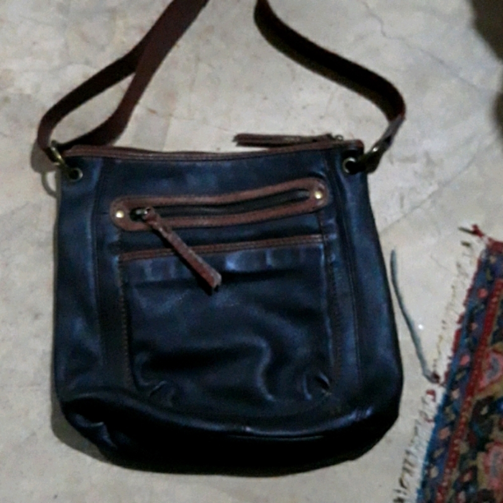 A Brown and Blue Crossbody